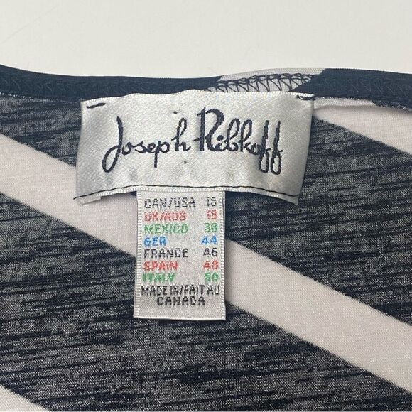 Vintage Joseph Ribkoff Black White Striped Faux Wrap VNeck Blouse Womens Size 18 - Picture 14 of 15